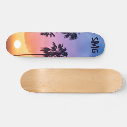 Monogrammed regenboog Zonnepalm Aangepaste boom Persoonlijk Skateboard (Horizontaal)