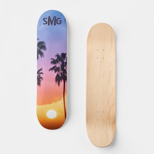 Monogrammed regenboog Zonnepalm Aangepaste boom Persoonlijk Skateboard (Voorkant)