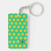 Monogrammed retro  geel bloemig sleutelhanger (achterkant)