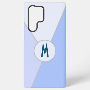 Monogrammed Retro Grijs en Blauw Kleurenblok Samsung Galaxy Hoesje