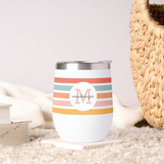 Monogrammed Retro Kleurrijke Strepen Gepersonalise (Woonkamer)