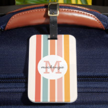 Monogrammed Retro Kleurrijke Strepen Gepersonalise
