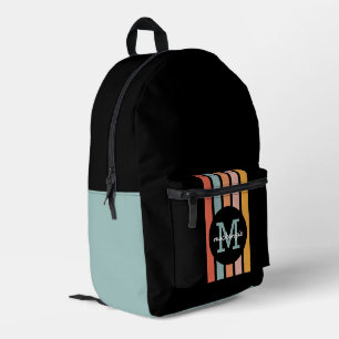 Monogrammed Retro Kleurrijke Strepen Gepersonalise Bedrukte Rugzak