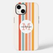 Monogrammed Retro Kleurrijke Strepen Gepersonalise Case-Mate iPhone Case (Achterkant)