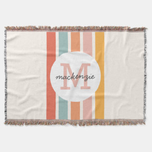 Monogrammed Retro Kleurrijke Strepen Gepersonalise Deken