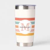 Monogrammed Retro Kleurrijke Strepen Gepersonalise Geïsoleerde Drinkbeker (Links)