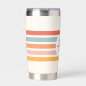 Monogrammed Retro Kleurrijke Strepen Gepersonalise Geïsoleerde Drinkbeker (Voorkant)