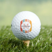 Monogrammed Retro Kleurrijke Strepen Gepersonalise Golfballen (Insitu Shirt)