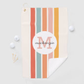 Monogrammed Retro Kleurrijke Strepen Gepersonalise Golfhanddoek (Insitu)