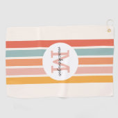 Monogrammed Retro Kleurrijke Strepen Gepersonalise Golfhanddoek (Horizontaal)