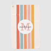 Monogrammed Retro Kleurrijke Strepen Gepersonalise Golfhanddoek (Voorkant)