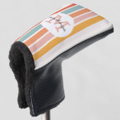 Monogrammed Retro Kleurrijke Strepen Gepersonalise Golfheadcover (3/4 voorkant)