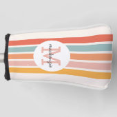 Monogrammed Retro Kleurrijke Strepen Gepersonalise Golfheadcover (Voorkant)