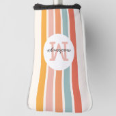 Monogrammed Retro Kleurrijke Strepen Gepersonalise Golfheadcover (Draai 90)