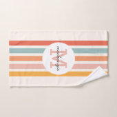 Monogrammed Retro Kleurrijke Strepen Gepersonalise Handdoek (Handdoek)