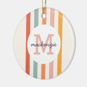 Monogrammed Retro Kleurrijke Strepen Gepersonalise Keramisch Ornament (Links)