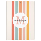 Monogrammed Retro Kleurrijke Strepen Gepersonalise Klembord (Achterkant)