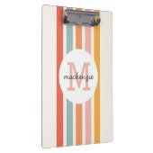 Monogrammed Retro Kleurrijke Strepen Gepersonalise Klembord (Rechts)