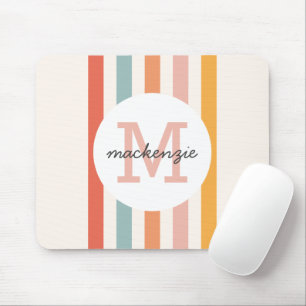 Monogrammed Retro Kleurrijke Strepen Gepersonalise Muismat