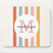 Monogrammed Retro Kleurrijke Strepen Gepersonalise Muismat (Voorkant)