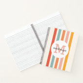 Monogrammed Retro Kleurrijke Strepen Gepersonalise Notitieboek (Binnen)