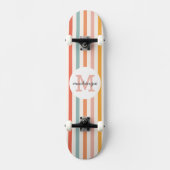 Monogrammed Retro Kleurrijke Strepen Gepersonalise Persoonlijk Skateboard (Voorkant)