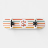 Monogrammed Retro Kleurrijke Strepen Gepersonalise Persoonlijk Skateboard (Horizontaal)