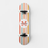 Monogrammed Retro Kleurrijke Strepen Gepersonalise Persoonlijk Skateboard (Voorkant)