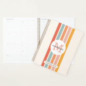 Monogrammed Retro Kleurrijke Strepen Gepersonalise Planner (Display)