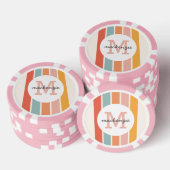 Monogrammed Retro Kleurrijke Strepen Gepersonalise Poker Chips (Opstapeling)