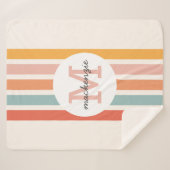 Monogrammed Retro Kleurrijke Strepen Gepersonalise Sherpa Deken (Voorkant (horizontaal))