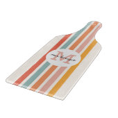 Monogrammed Retro Kleurrijke Strepen Gepersonalise Snijplank (Hoek)