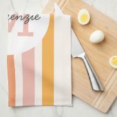 Monogrammed Retro Kleurrijke Strepen Gepersonalise Theedoek (Quarter Fold)