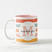Monogrammed Retro Kleurrijke Strepen Gepersonalise Tweekleurige Koffiemok (Links)