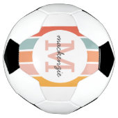 Monogrammed Retro Kleurrijke Strepen Gepersonalise Voetbal (Gedraaid)