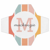 Monogrammed Retro Kleurrijke Strepen Gepersonalise Voetbal (Enkel)