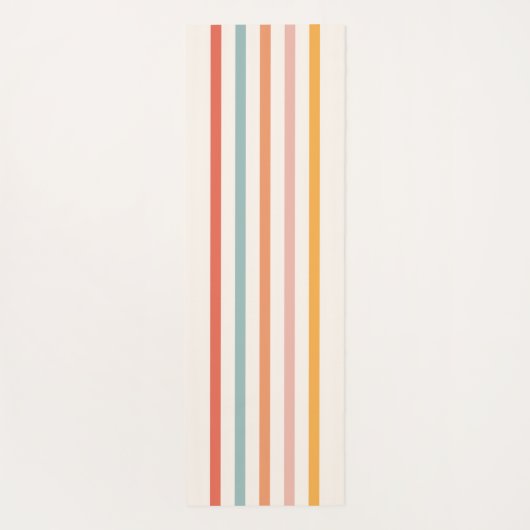 Monogrammed Retro Kleurrijke Strepen Gepersonalise Yogamat (Achterkant)