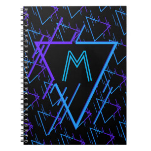 Monogrammed Retro Neon Geometric Pattern 2 Notitieboek