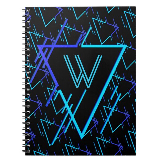 Monogrammed Retro Neon Geometric Pattern 3 Notitieboek (Voorkant)