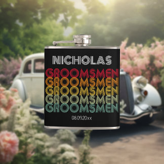 Monogrammed Retro Stijl Groomsmen Bruiloft Heupfles