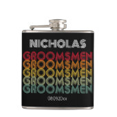 Monogrammed Retro Stijl Groomsmen Bruiloft Heupfles (Voorkant)