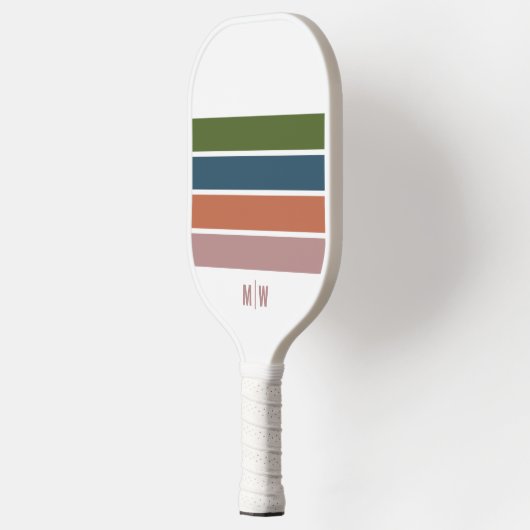 Monogrammed Retro Stripes Pickleball Paddle (Links)
