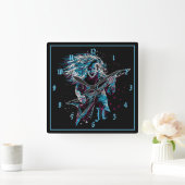 Monogrammed Rock on Heavy Metal Vierkante Klok (Huis)