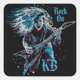 Monogrammed Rock on Heavy Metal Vierkante Sticker