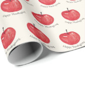 Monogrammed Rode Appel Waterverf Illustratie Cadeaupapier (Rol Hoek)