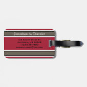 Monogrammed Rode en Bronze Sport Stripes Bagagelabel (Achterkant horizontaal)