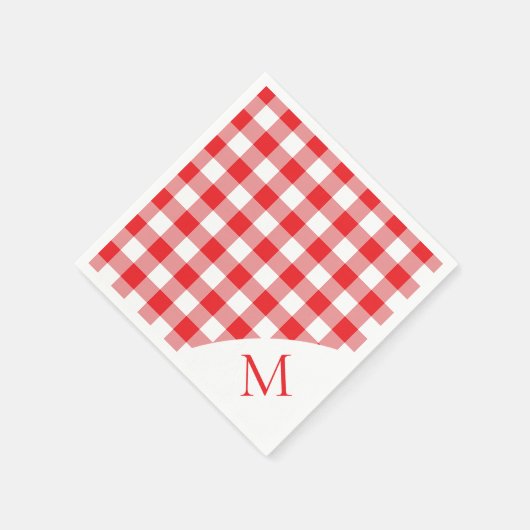 Monogrammed rode en witte gingham servet (Hoek)