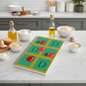 Monogrammed rode, groene en gouden Xmas Ornamenten Notitieboek