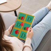 Monogrammed rode, groene en gouden Xmas Ornamenten Notitieboek