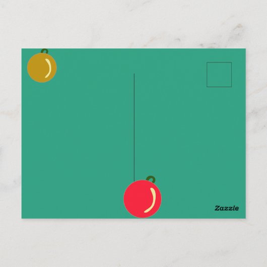 Monogrammed rode, groene, gouden kerstversiering briefkaart (Achterkant)